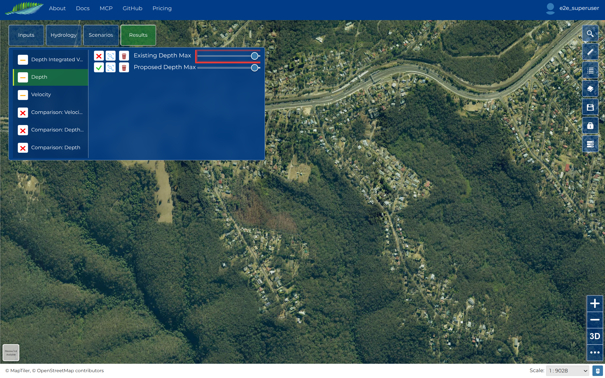 Layer settings showing the transparency control for a result layer